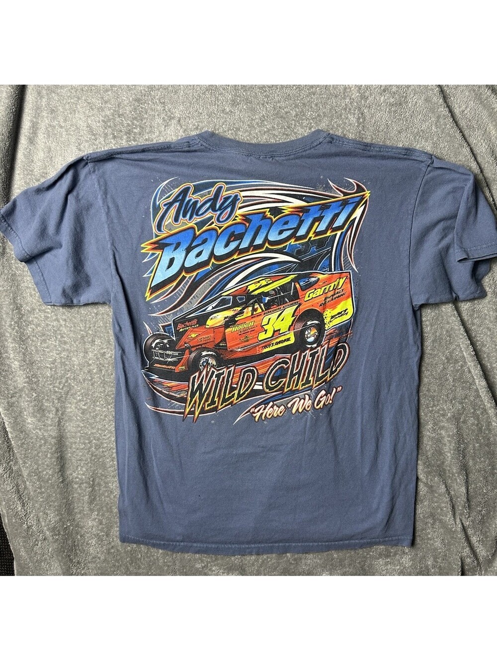 Andy Bachetti Wild Child 34 Racing T Shirt Large Double Sided Dirt Track